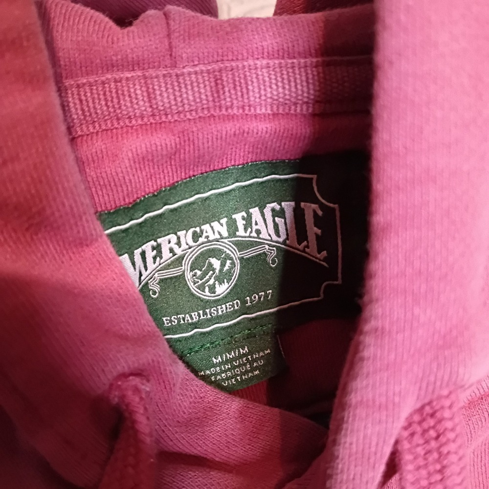 American Eagle Pullover Hoodie Size Mens Medium Burgundy Pink - Picture 5 of 5